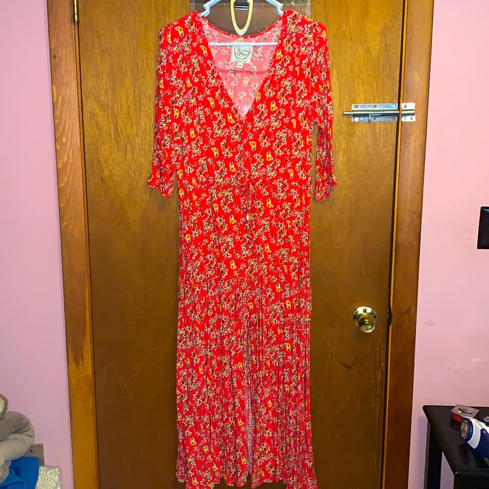 Sunday Mi Amor floral print dress Anthropology Boho Ethnic